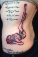Black and Grey Pin up on the ribs
